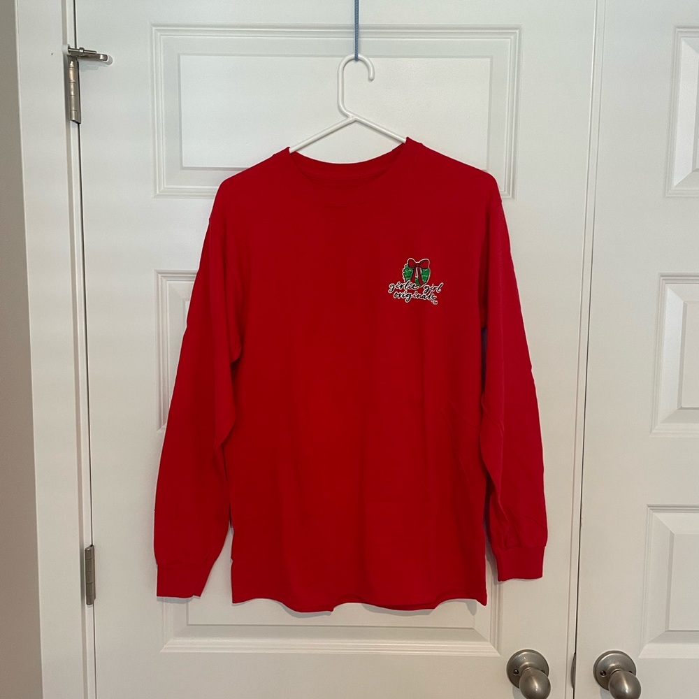 Red Long Sleeve Shirt with Christmas Design